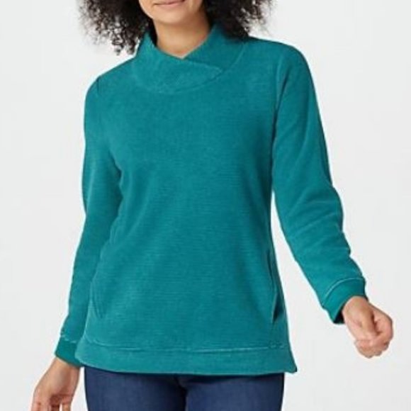 Denim&Co Tops - Denim & Co Chenille Fleece Tunic w/ Crossover Neck